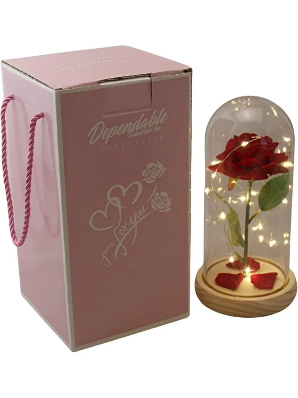 LED Light Up Red Rose in Glass Dome - Romantic Gift for Anniversary, Birthday